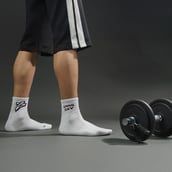 9 - MuscleBlaze Rep/Set Socks Combo,  White-(5 Pack)  Ankle Length 