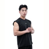 4 - Athflex Men's Sleeveless Elevate Boxy Tank,  Medium  Black 