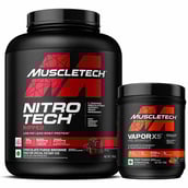 1 - MuscleTech Vapor X5 0.59 lb Fruit Punch & Performance Series NitroTech Ripped Combo,  4 lb  Chocolate Fudge Brownie (India) 