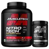 1 - MuscleTech Nitrotech 100% Whey Gold 3.99 lb Double Rich Chocolate (India) & Platinum 100% Creatine Combo,  0.55 lb  Unflavoured 