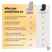 7 - betterhood Car Backrest & Seat Cushion Combo,  Grey  for Lumbar Support 