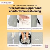 3 - betterhood Back Support Cushion,  Grey  for Chair 