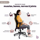 3 - betterhood Back Support Cushion,  Black  for Chair 