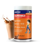 2 - Supermilk Gritzo Overall Growth for Boy 7-12 Yrs Protein & Nutrition Drink Mix OP, 400 g Natural Double Chocolate