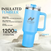 2 - GHC Nutrigize Stainless Steel Tumbler Hot and Cold with Handle and Steel straw,  Sky Blue  1.2 L 