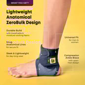 2 - betterhood Ankle Support Brace with ZeroBulk Max Stability Design, Black & Grey Medium