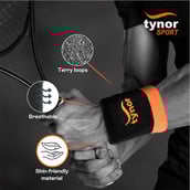 2 - Tynor Wrist Band,  Black with Orange  Universal 