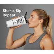 4 - GHC Stainless Steel Shaker Bottle,  White (with Extra Compartment)  590 ml 