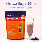 3 - Supermilk Gritzo Height+ for 7-12 Yrs Girls Personalized Protein & Nutrition Drink Mix, 1 kg Double Chocolate