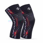 1 - Nivia Knitted Knee Support for Men,  Black/Red  Medium 