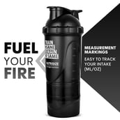 2 - GHC 3-Compartment Shaker Bottle,  Black  600 ml 