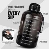 3 - GHC Nutrigize Motivational Gallon Water Bottle, Black with Straw and Cleaning Brush 2.2 L