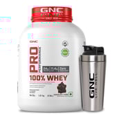 1 - GNC Pro Performance 100% Whey Protein,  4 lb  Chocolate Fudge with Steel Shaker 750ml Combo 