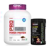GNC Pro Performance Power Protein 4 lb Double Rich Chocolate & AMP Gold Series Ultra Rush Powder 0.99 lb Watermelon