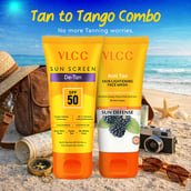 2 - VLCC Tan to Tango Combo, 2 Piece(s)/Pack Anti Tan Skin Lightening Face Wash 50ml & De-Tan Sunscreen SPF-50 50g