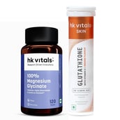 HealthKart HK Vitals Glutathione Effervescent Orange 15 tabs & 100% Magnesium Glycinate 120 Tabs Combo