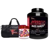 1 - Muscle Performance Anabolic Mass Gainer with Creatine Monohydrate 0.66 lbs & Gym Bag Combo, 5.5 lb Belgium Chocolate