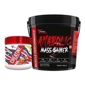 1 - Muscle Performance Anabolic Mass Gainer with Creatine Monohydrate 0.66 lbs Combo, 11 lb Creamy Vanilla