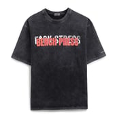 2 - MuscleBlaze F.ck Stress Bench Press Oversized Washed T-Shirt, X-Small Dark Charcoal Grey