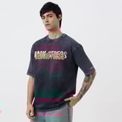 7 - MuscleBlaze F.ck Stress Bench Press Oversized Washed T-Shirt,  Medium  Dark Charcoal Grey