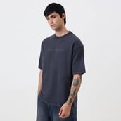 7 - MuscleBlaze Natty But Tasty Oversized Washed T-Shirt,  Medium  Light Grey