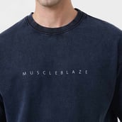 1 - MuscleBlaze BDSM Oversized Washed T-Shirt,  Small  Blue Tint