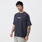 9 - MuscleBlaze Lifting Club Oversized Washed T-Shirt, X-Large Light Grey