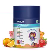Gritzo Super Gummies Multivitamin for Kids, 30 gummies Multi Flavour Pack (Strawberry & Orange)