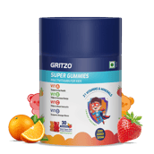 2 - Gritzo Super Gummies Multivitamin for Kids,  30 gummies  Multi Flavour Pack (Strawberry & Orange) 