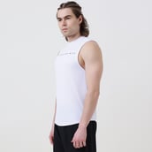 2 - MuscleBlaze Patterned Dry-Fit Delt Tank, Large Polar White