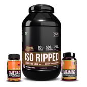 1 - QNT ISO Ripped, Omega 3 (1000 mg) 60 Softgels & Daily Vitamins 60 capsules Combo,  4.4 lb  Choco Brownie 