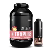 1 - QNT Nitrapure Whey Protein & Pump Extra Concentrated Liquid Pre- Workout 450 ml Peach Combo,  4.4 lb  Strawberry Banana 