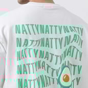 2 - MuscleBlaze Natty But Tasty Avocado Oversized Solid T-Shirt, Small White