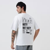 8 - MuscleBlaze Natty But Tasty Oversized Solid T-Shirt, Large White