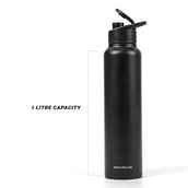 2 - MuscleBlaze Stainless Steel Water Bottle, Black 1 L