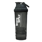 1 - White Wolf Matrix Shaker Bottle with Storage Compartments,  Black  600 ml 