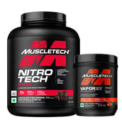 MuscleTech Performance Series NitroTech Ripped 4 lb Chocolate Fudge Brownie (India) & Vapor X5 Combo,  0.59 lb  Fruit Punch 