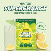 2 - Gritzo Supercharge Hydration Drink Mix,  15 Piece(s)/Pack  Lemon Pop Flavour