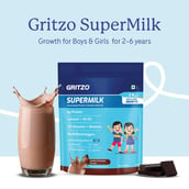 30 - Supermilk Gritzo Growth for Boy/Girl 2-6 years, 335 g Double Chocolate (Pouch)