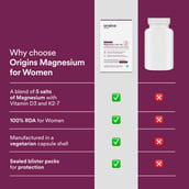 8 - Origins Nutra Magnesium + D3 + K2 for Women,  Unflavoured (Pack of 3)  56 capsules 
