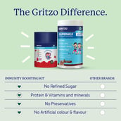 9 - Gritzo Supermilk Immunity Kit, 400 g Chocolate for Boy/Girl 2-6 Yrs with Gummies