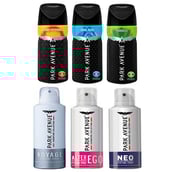 Park Avenue Gm CB Tranquil Voyage Alter Ego and Neo Deodorant Spray Combo,  6 Piece(s)/Pack  for Men 