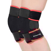 3 - Strauss Adjustable Knee Support,  Black  Free Size (Pair) 