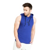 2 - Aesthetic Bodies Men's Drop Arm Sleeveless Hoodie,  Blue  XS 