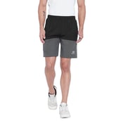 1 - Masch Mens Regular Fit Polyester Shorts,  Medium  Black and Grey 