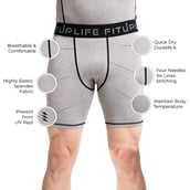 2 - Fitup Life Solid Men Compression Gym Shorts,  Small  Grey 