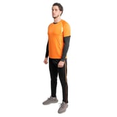 Fitup Life Solid Men Track Pants with Orange Strip,  Black  Small 