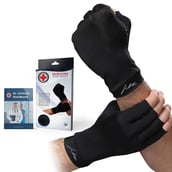 2 - Dr. Arthritis Premium Copper Arthritis Gloves,  Black with Hand Book (Pair)  Small 