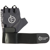 3 - Fitup Life Gym Gloves with Adjustable Wrist Grip & Web Leather Padding,  Black with Grey  Medium 