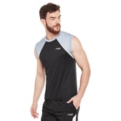 3 - Masch Mens Regular Fit Polyester Active T Shirt (MSTS1017 SLCS BG),  Black and Grey  Large 
